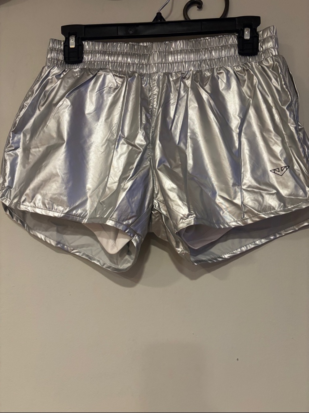 Women's Silver Athletic Shorts with Elastic Waistband